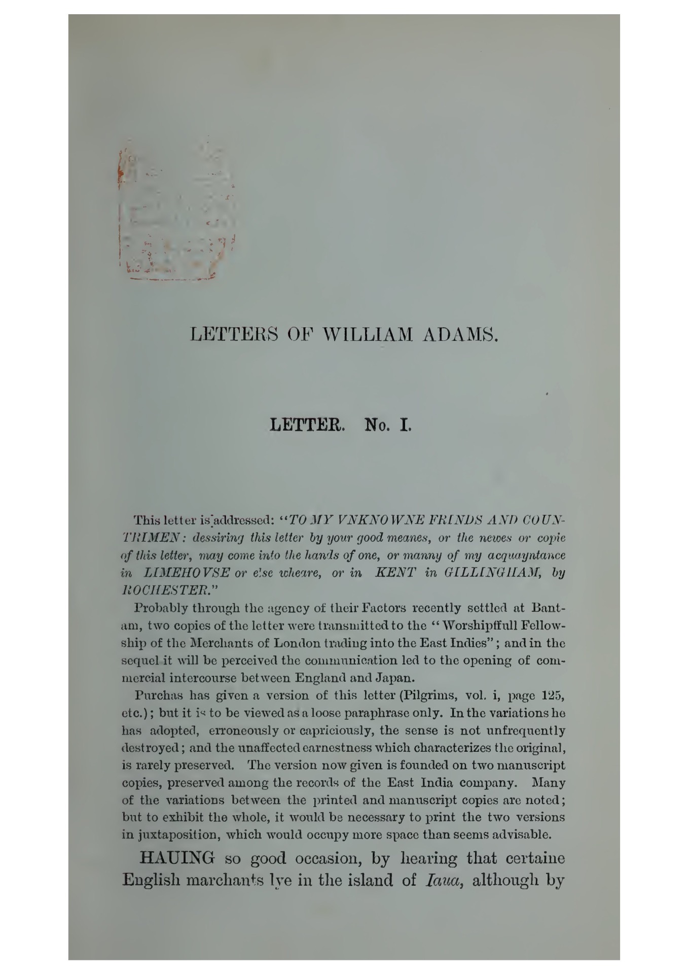 ウィリアム アダムス プレート See his letters :: William Adams ウィリアム・アダムス